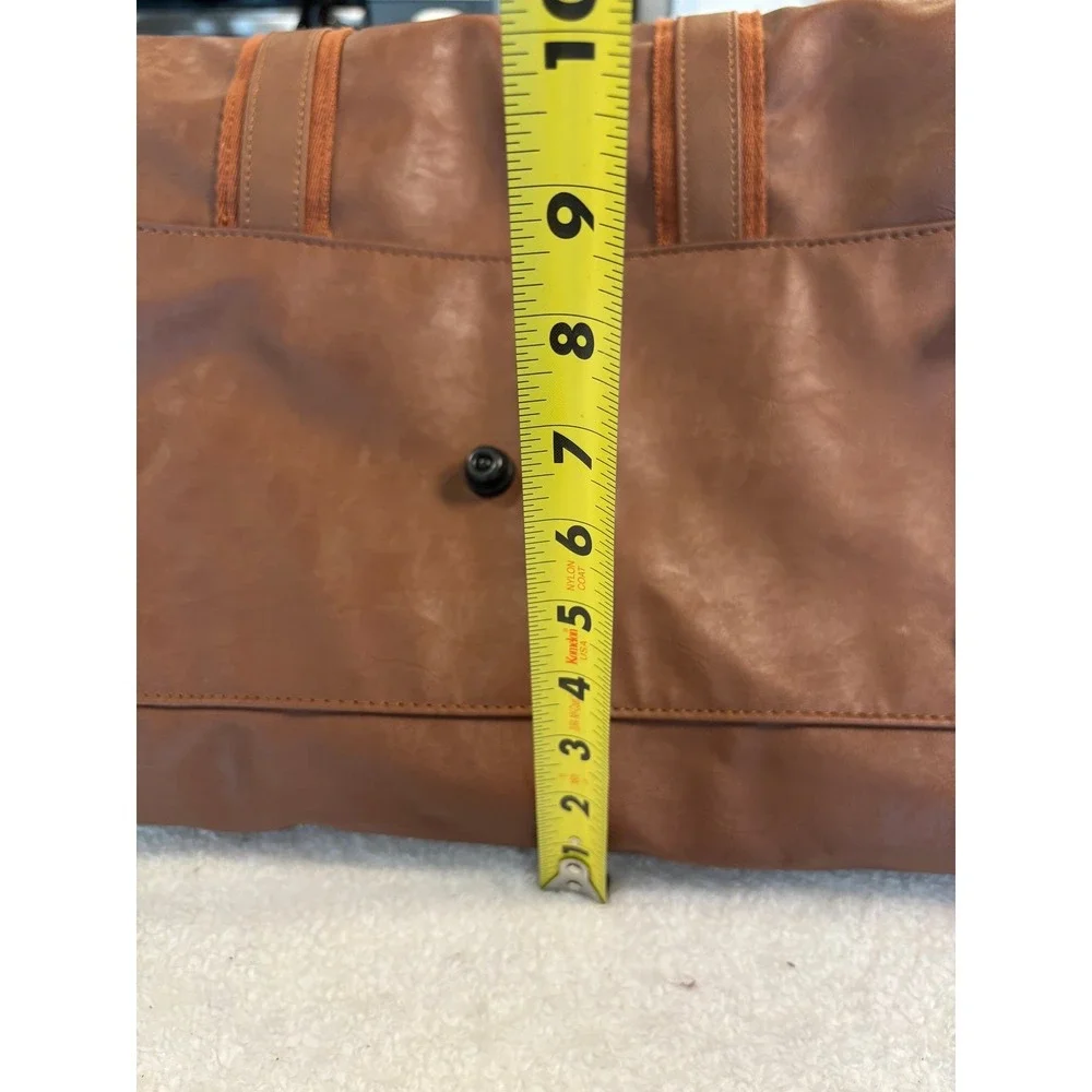 Seyfocnia Brown Faux Leather Duffle Bag Travel Weekender Gym Bag Shoe